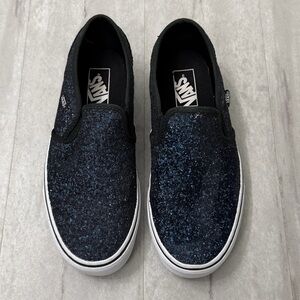 Vans Sparkly Slip-Ons - Midnight Black Glitter